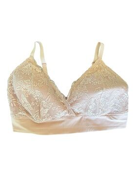 Joyspun Seamless Pink Lace Bralette XXXL Wireless Pull-On Comfort Bra Plus Size